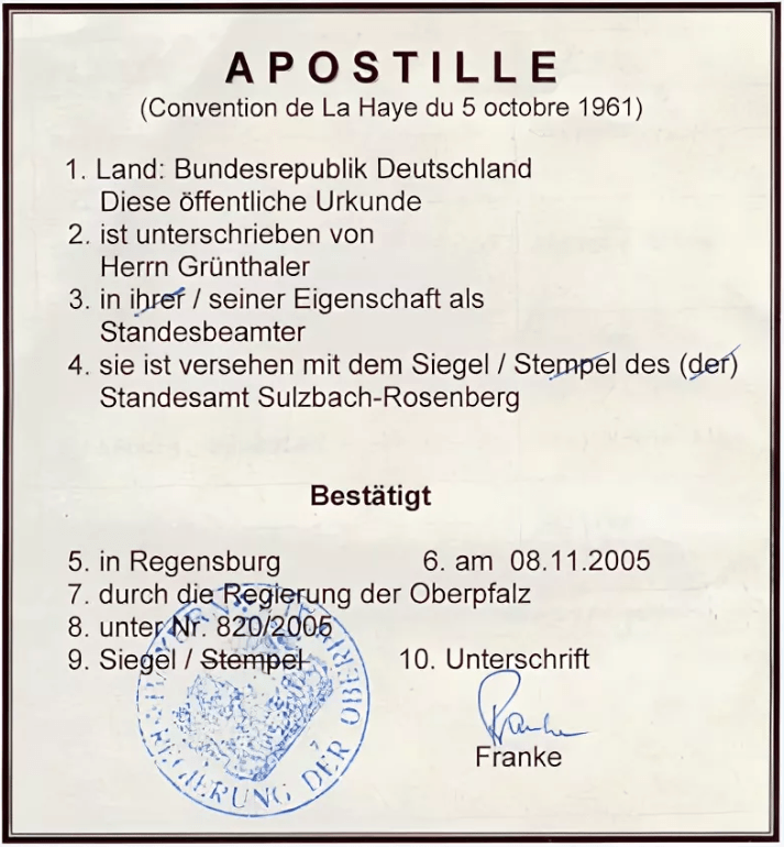 Апостиль на диплом для Германии.