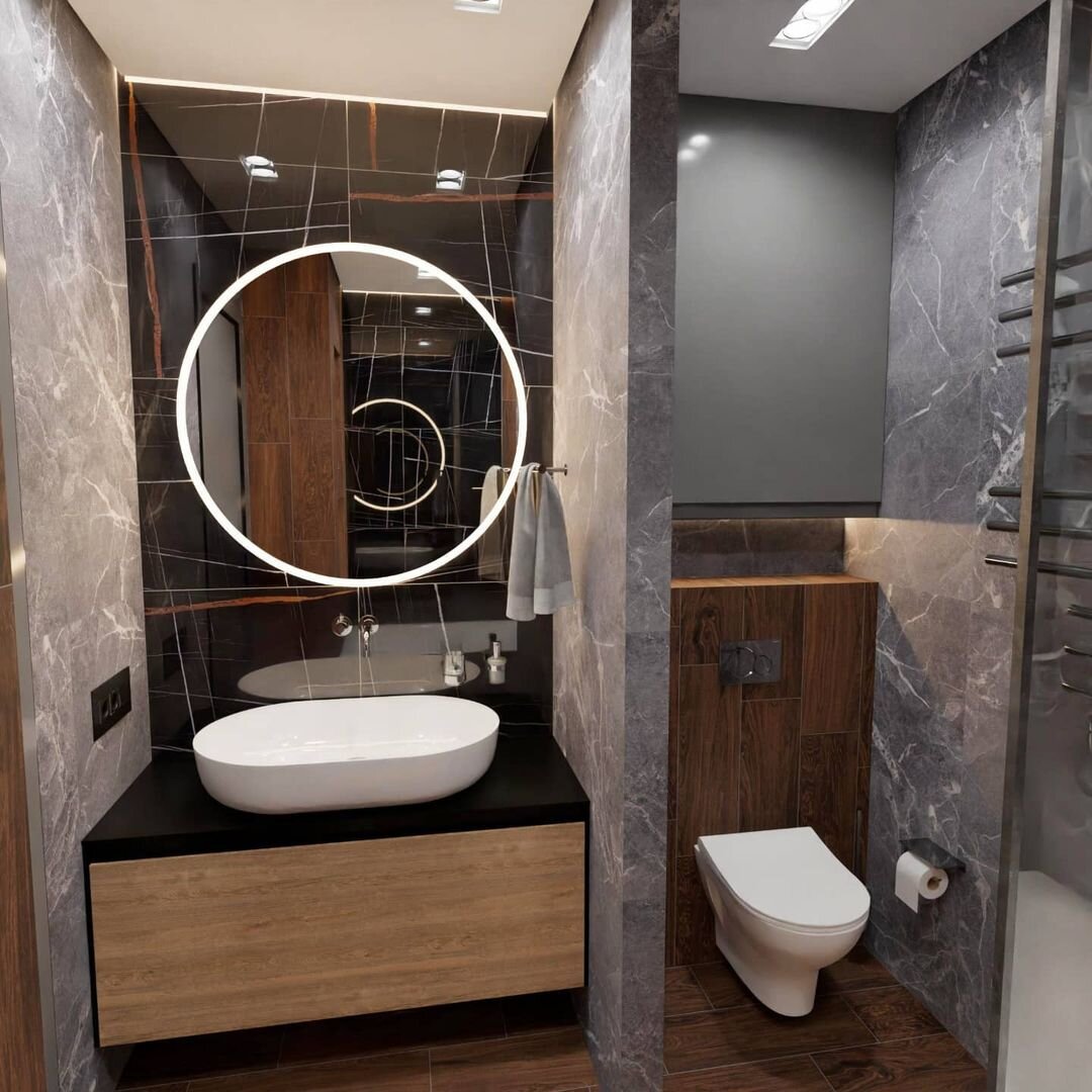 Дизайн ванной комнаты с керамогранитом из коллекции MARBLE TREND от KERRANOVA