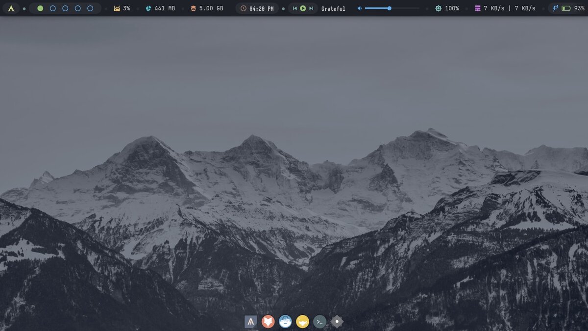 Внешний вид Archcraft после первого запуска дистрибутива.