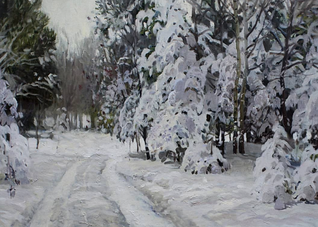 Фотография картины В. Копняка "В зимнем лесу" (из открытых источников)