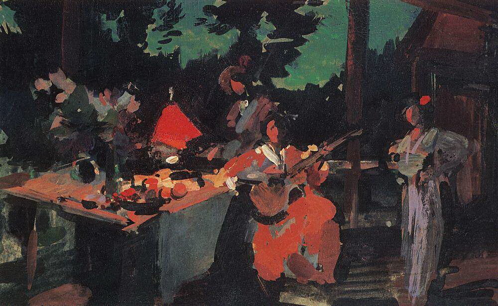 Коровин Константин Алексеевич – Терраса. Вечер на даче. 1901. Источник: gallerix.ru