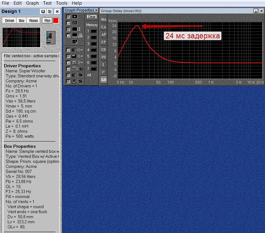 Групповая задержка для типового ФИ. Причем это 6,5" легкий динамик. Что будет с хотя бы 12"?