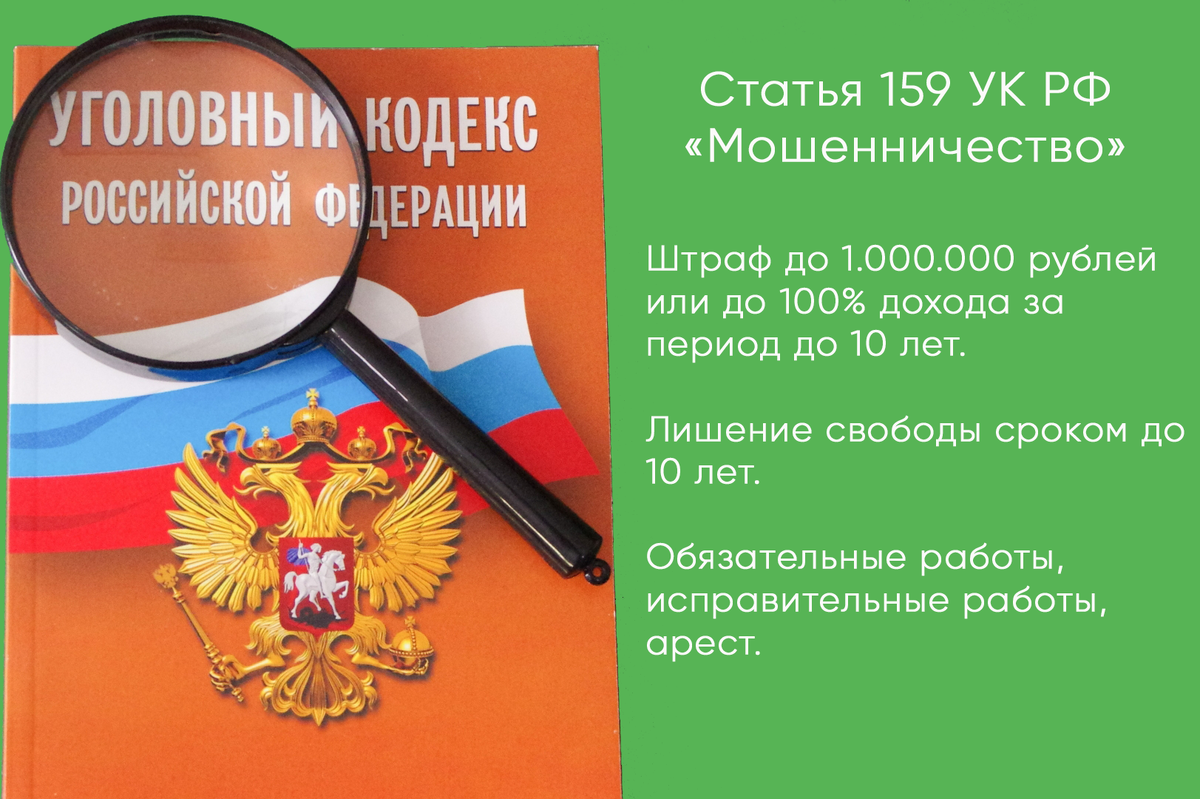 Коллаж, статья 159 УК РФ, с перечнем наказаний