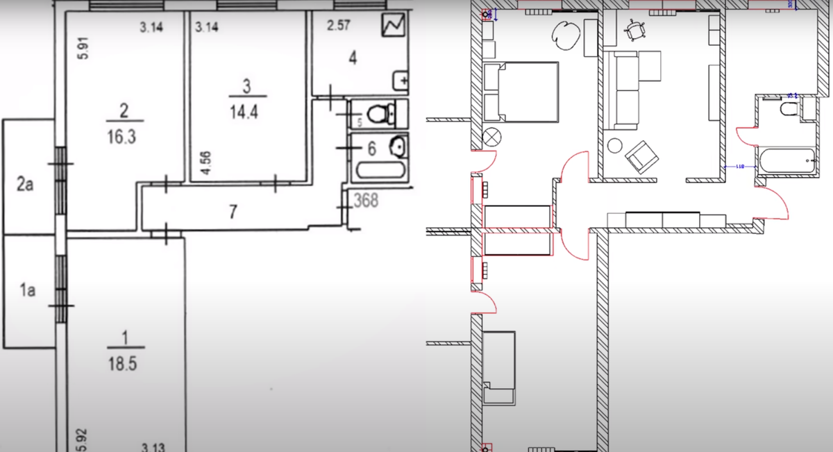 Старая и новая планировка