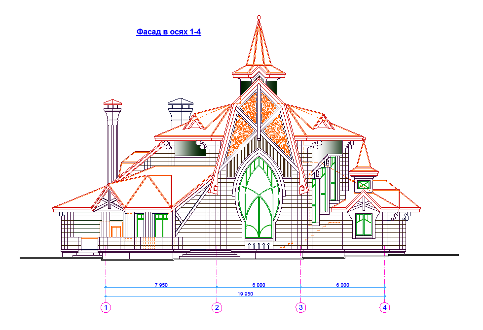 Проект двухэтажного дома 326 м2 в стиле барокко с эркерами и террасой - PA-50
