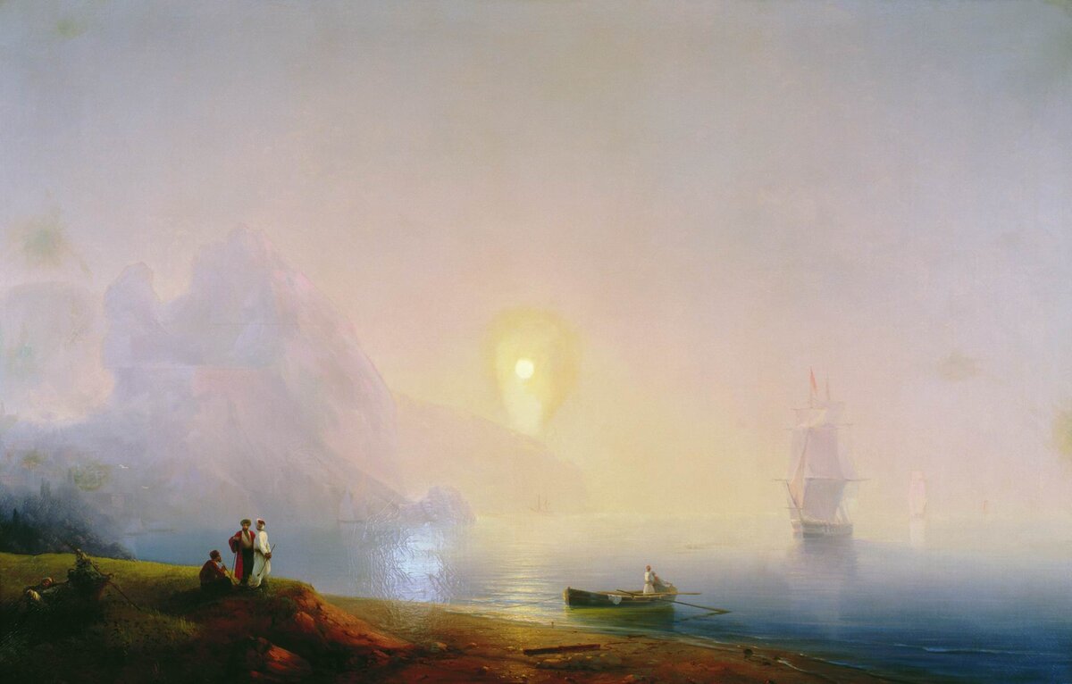 "Берег моря. Туманное утро", И.К. Айвазовский, 1850-е. Частное собрание.