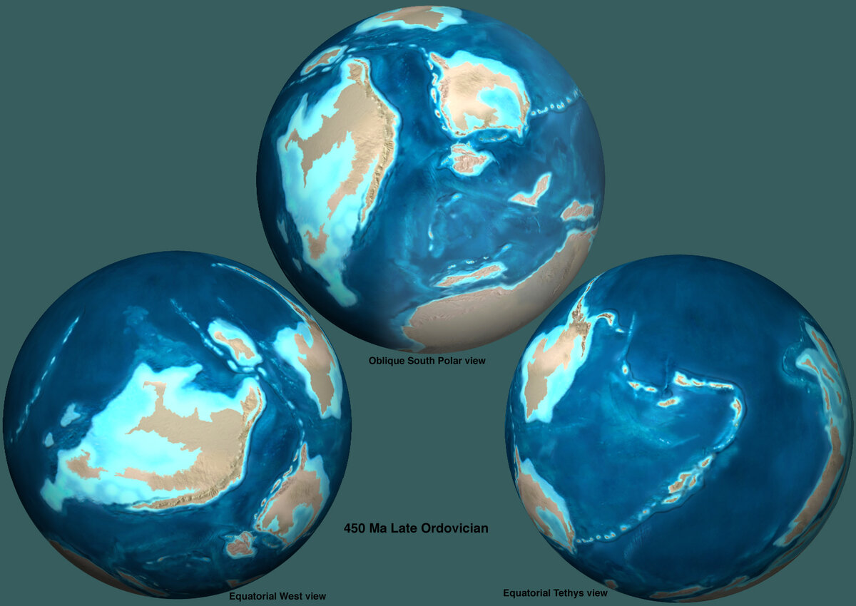 Земля в конце ордовикского периода.