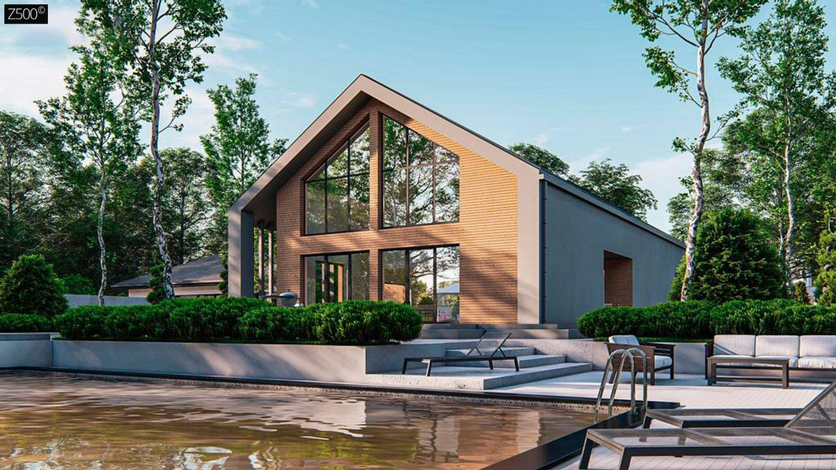 Z558 el - современный мансардный дом в современном стиле