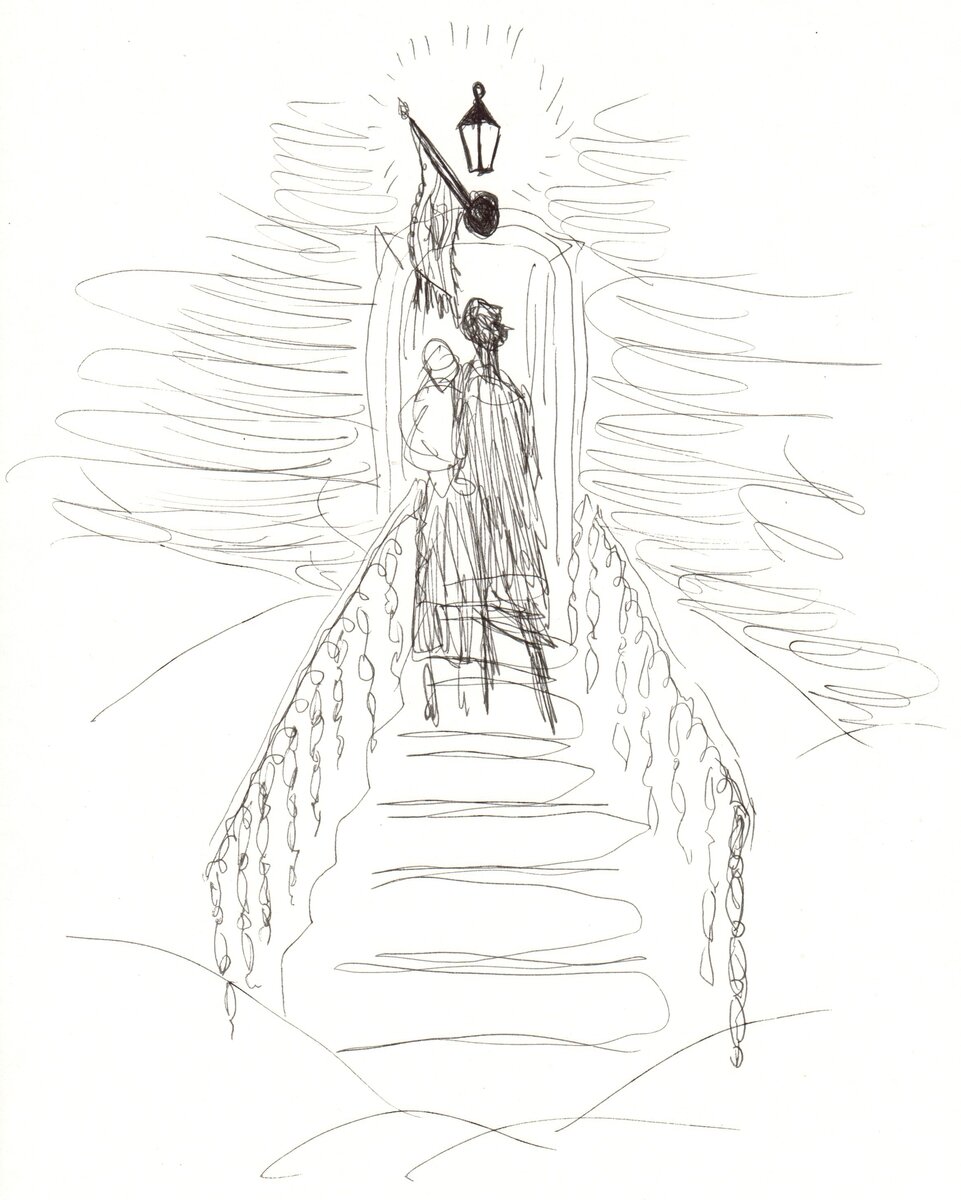 1. Когда они входили, над ними затрепетал кусок материи -- это было знамя с графским гербом.