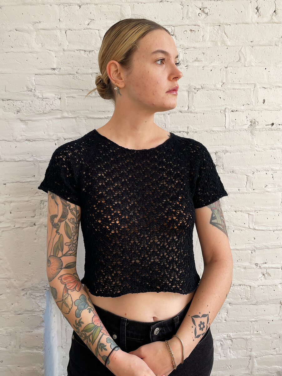 Ажурный топ реглан спицами. 