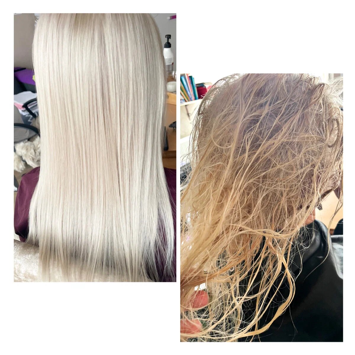 не все седые волосы очень толстые и плохо поддаются окрашиванию. Чаще всего словинский тип волос не терпит окрашивания по классической схеме ( на максимальных процентах)