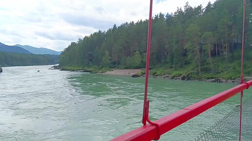 Речной порт. Переходим мост, идем посмотреть на Чулышманский водопад. Алтай.