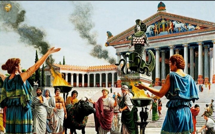 Древняя Греция. Жертвоприношения в честь богов. 