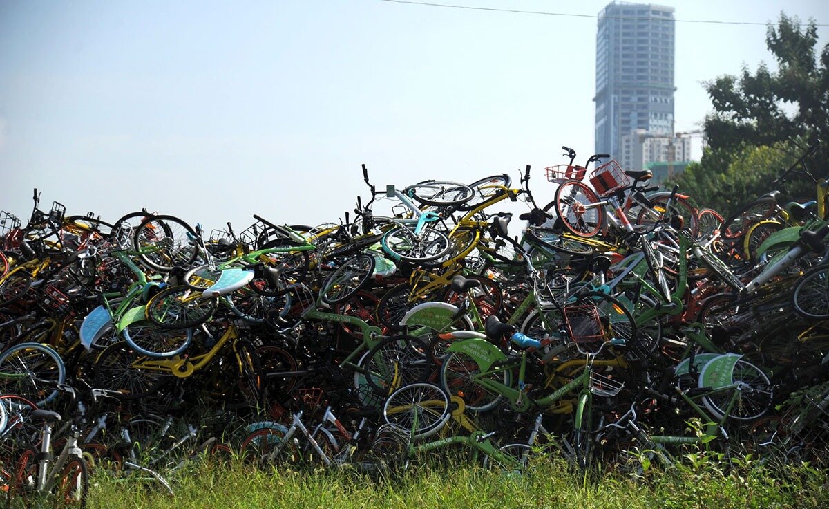 свалка велосипедов в китае