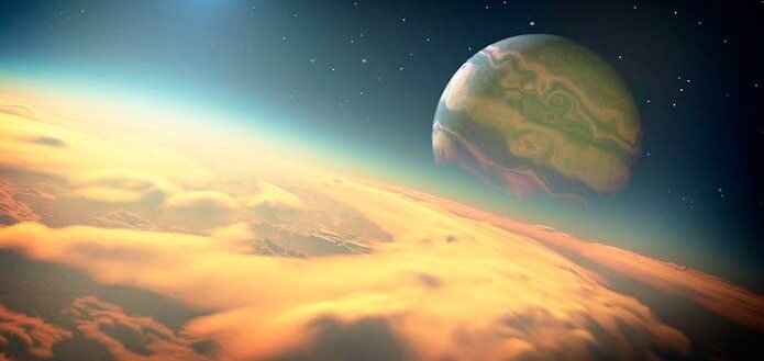 Вид с орбиты Kepler-1625b-i в представлении художника.