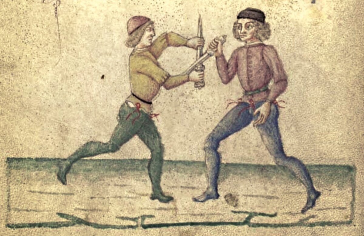 Защита от удара сверху из позиции Средней Железной Двери, манускрипт De Arte Gladiatoria Dimicandi