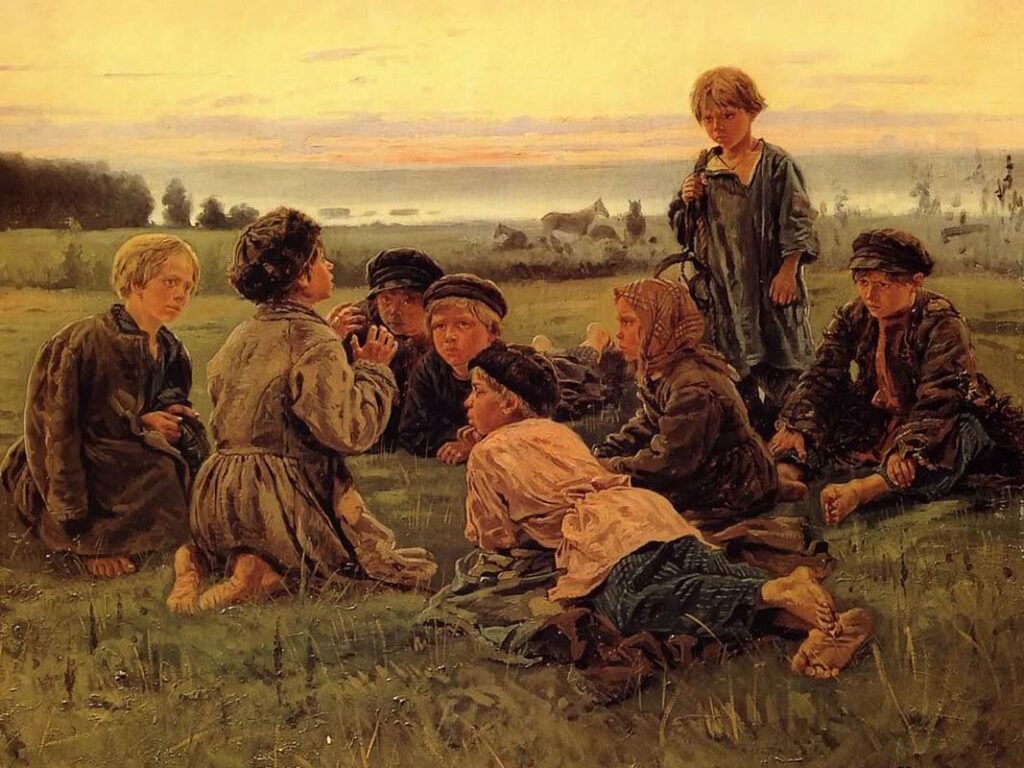 Владимир Маковский "Крестьянские дети стерегут лошадей" 1869 г