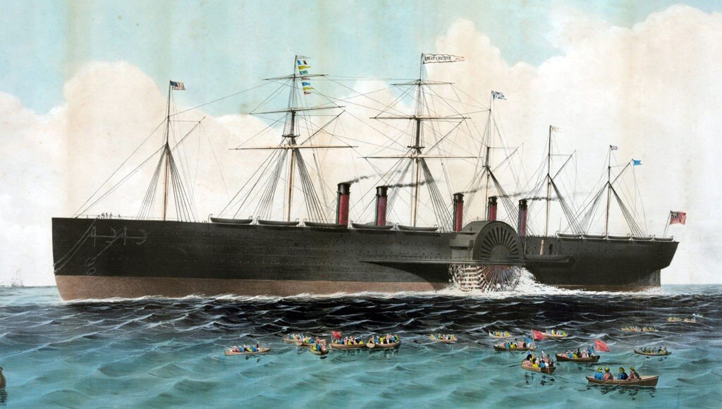 Укладывали кабель при помощи крупнейшего корабля тех лет - лайнера "Грейт Истерн"