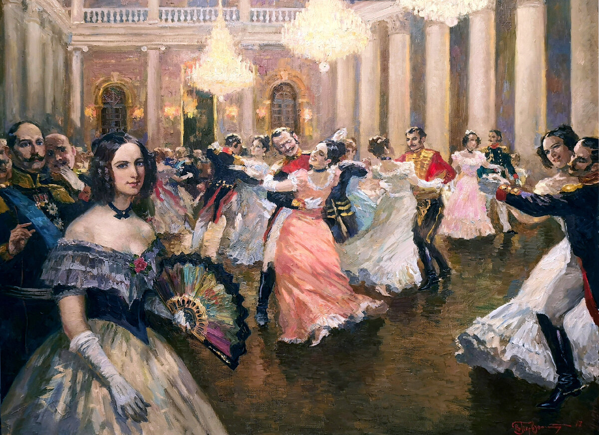 Художник В. Первунинский. Н. Гончарова-Пушкина на балу