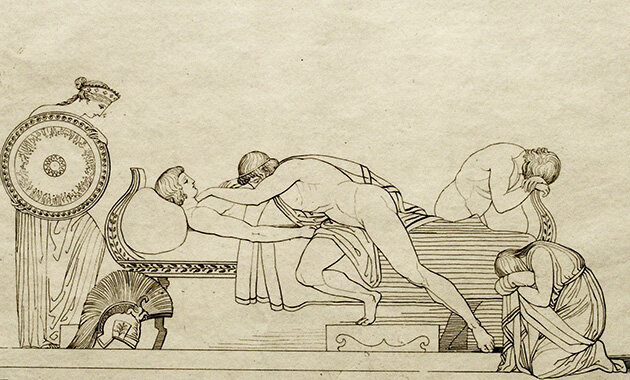 Джон Флаксман. «Ахилл оплакивает Патрокла». 1793. Wikipedia Commons