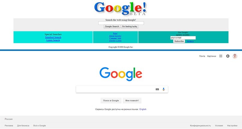 Декабрь 1998 (сверху), март 2018 (снизу)