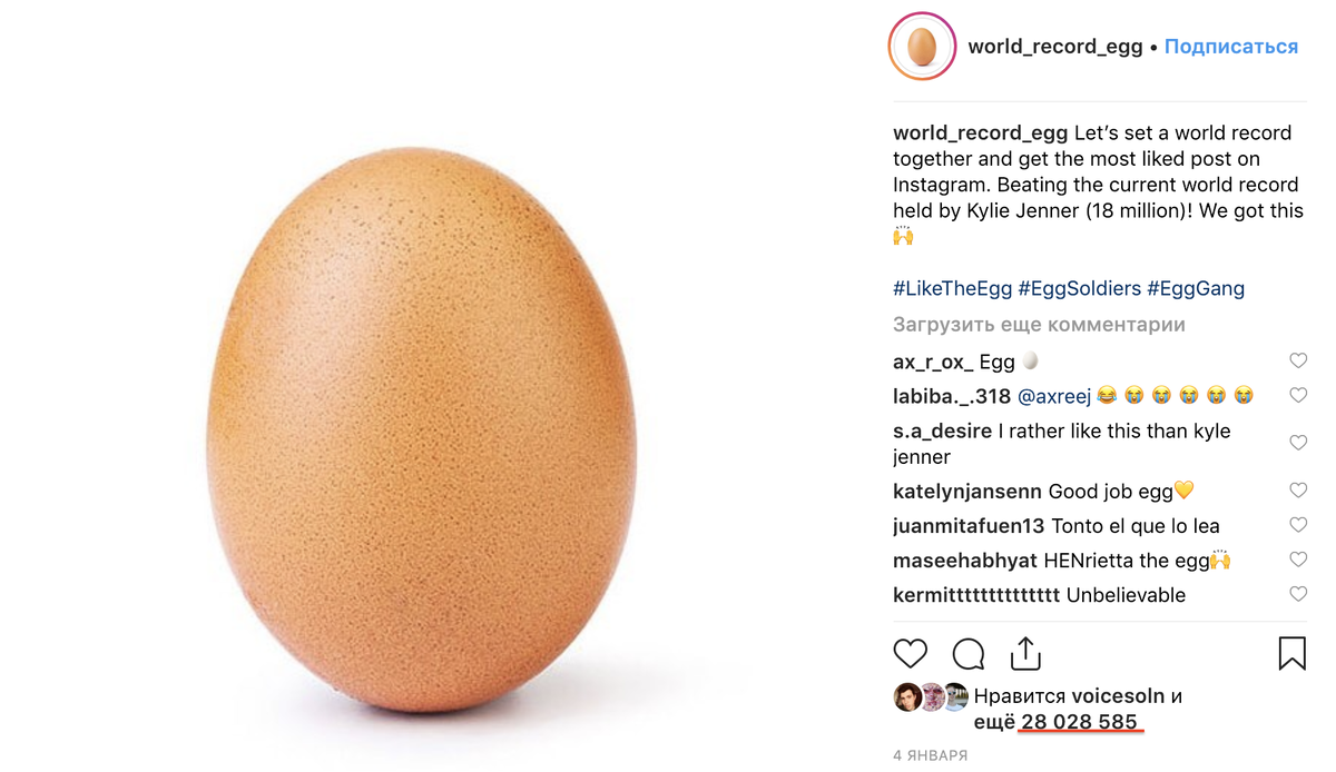 Мировой рекорд по количеству "лайков". 