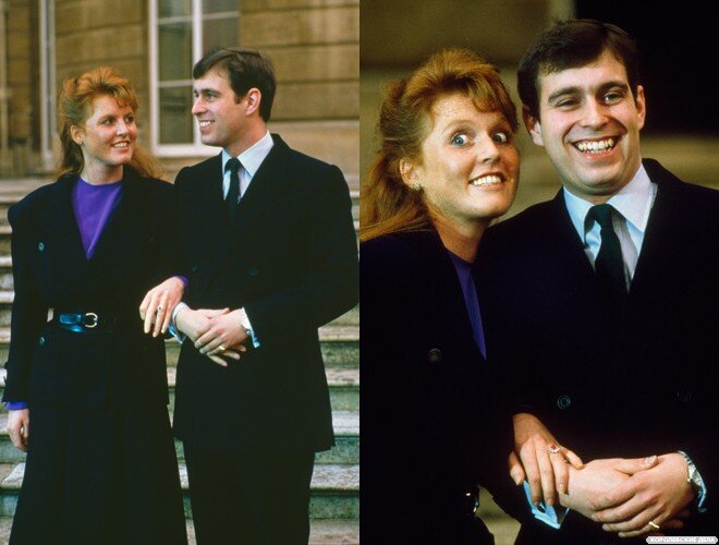 Принц Эндрю и Сара Фергюсон в день объявления помолвки