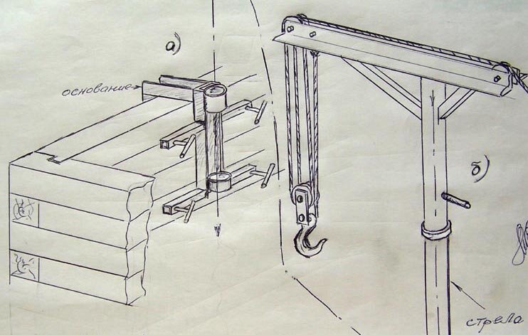 Подъемный кран своими руками чертежи поворотный механизм
