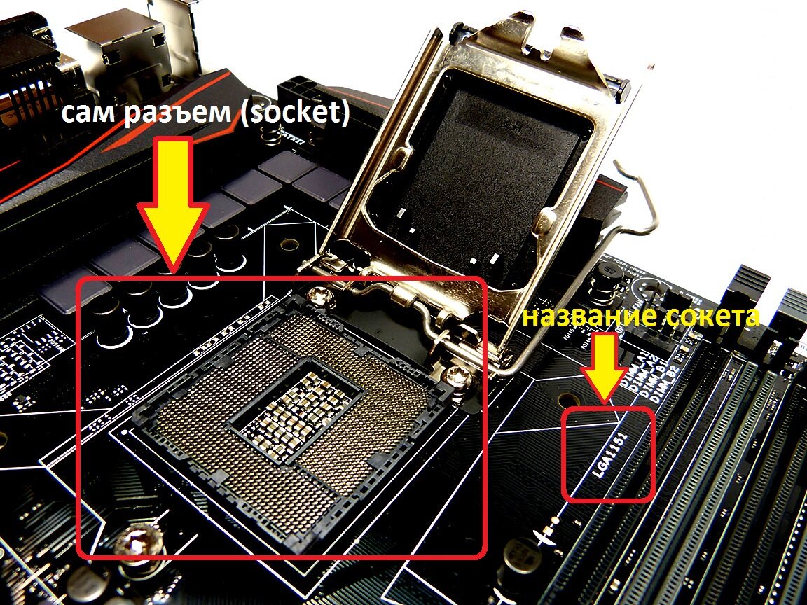 сам разъем socket и его маркировка на материнской плате