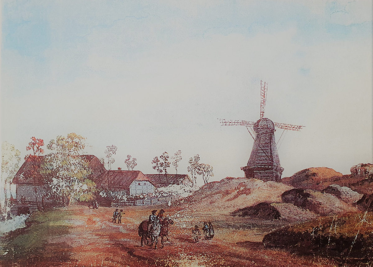 Вид окрестностей Мариинской мельницы в 1792 году. Картина Карла Грасса. LNB 