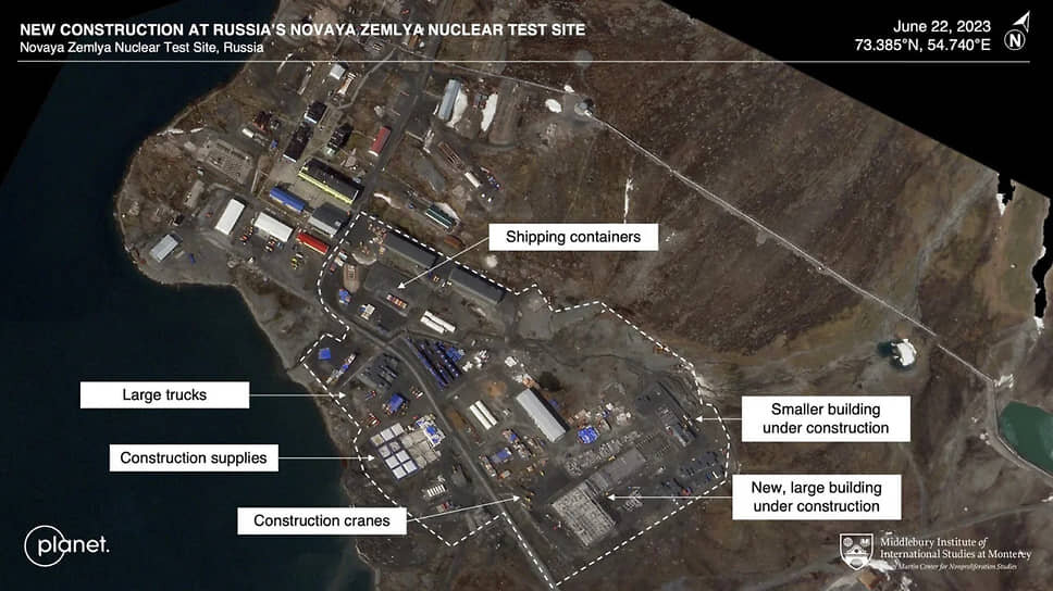 Фото: Planet Labs PBC / Middlebury Institute📷Снимок полигона на архипелаге Новая Земля