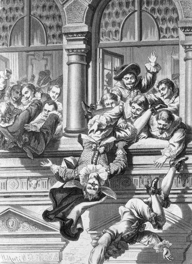 Богемианские протестанты бросают два царских собора из окна Пражского Града 23.05.1618.