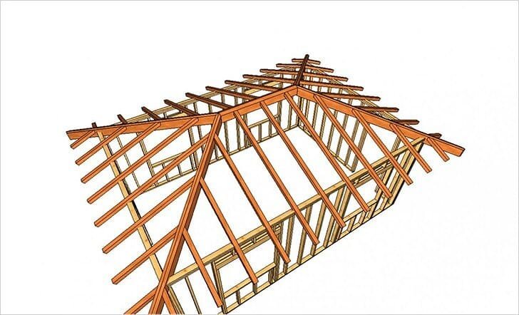 Вальмовая крыша: устройство стропильной системы и монтаж конструкции — Укрбио