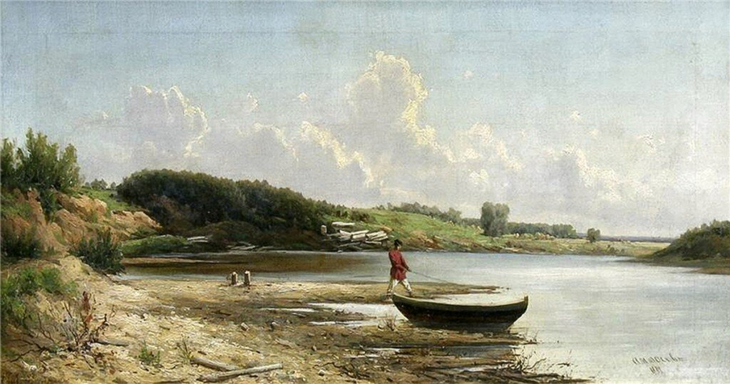 Рыбак у берега, 1879г