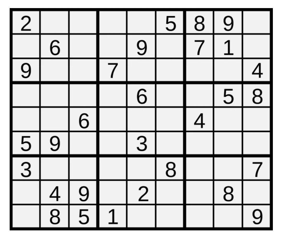  Судо́ку (яп. 数独 су:доку, произношение (инф.)) — головоломка с числами. Иногда судоку называют магическим квадратом, что в общем-то неверно, так как судоку является латинским квадратом 9-го порядка.-2