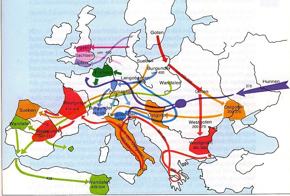 Переселения и миграции готов в Европе (карта взята из ОИ)