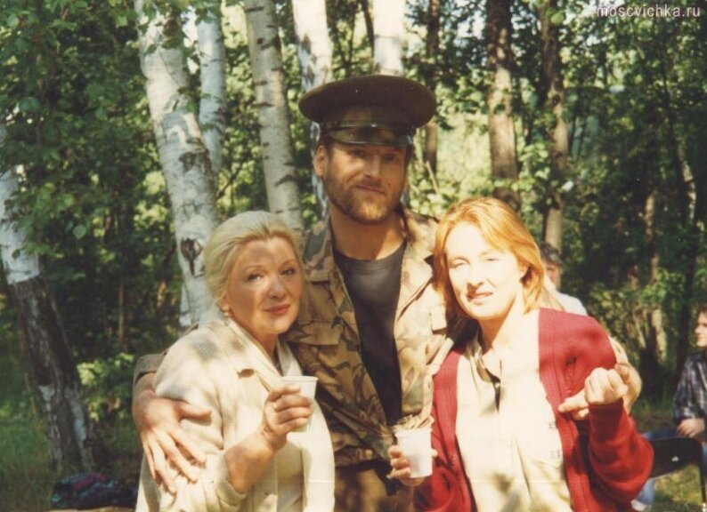 Галина Польских, Никита Джигурда и Лариса Удовиченко на съёмках фильма «Любить по-русски» (1995 год)