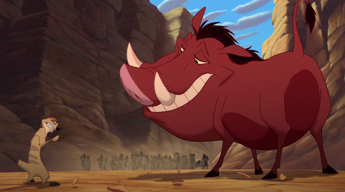  Пумба был первым персонажем который сделал ЭТО  в мультфильме Диснея.  Ничего удивительного - кабан относится к семейству свиней. Что сделал Пумба? Ответ: пукнул.