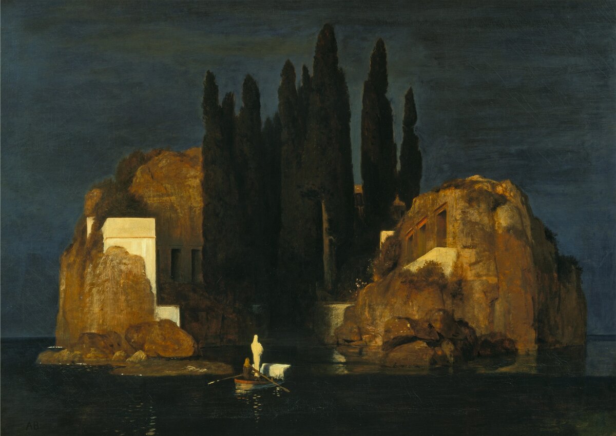 1. Арнольд Бёклин «Остров мёртвых» 1880, май; холст, масло. 111х155 см; Художественный музей, Базель, Швецария.