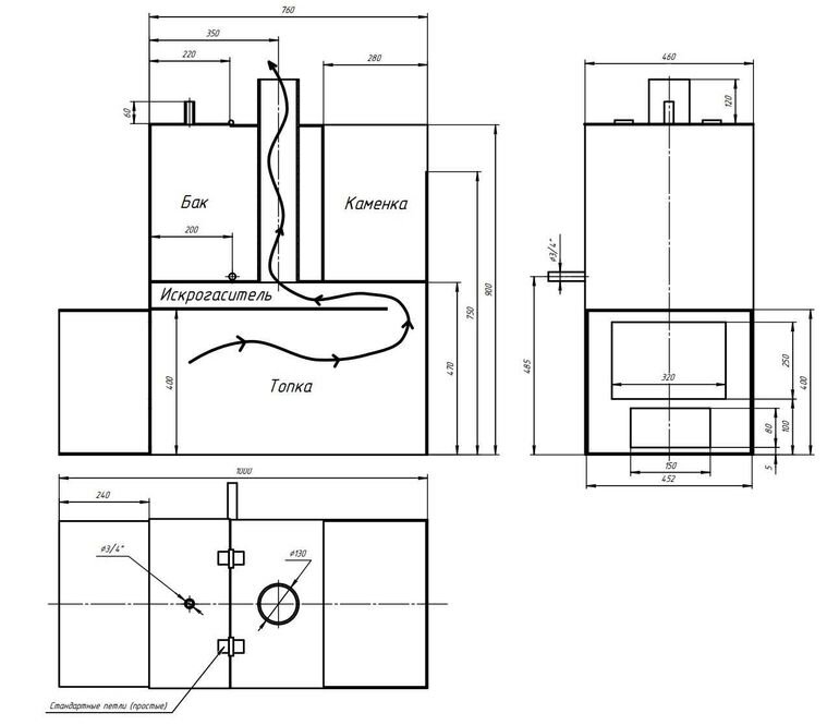 Печь для бани из металла своими руками по чертежу
