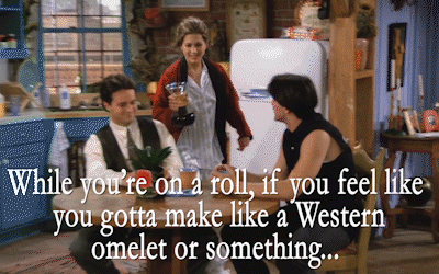 Пока ты в ударе, может приготовишь что-нибудь типа омлета по-западному или что-нибудь еще?