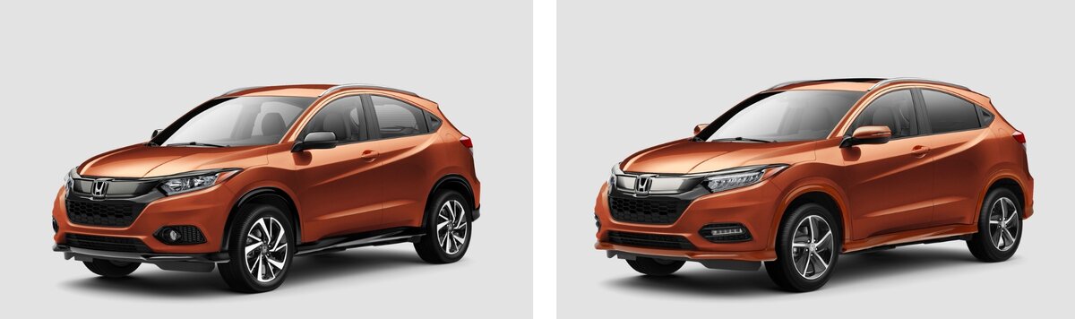 Обновлённый Honda HR-V. Слева - линия исполнения Sport, справа - Touring