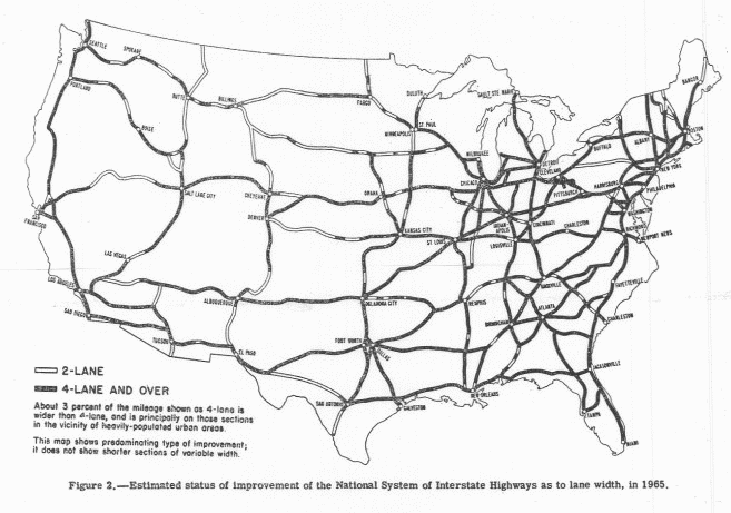 Проект развития системы межштатных автомагистралей к 1965 году. 1956 