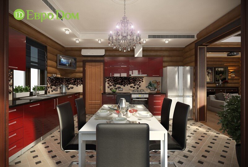  На фото: Интерьер современной столовой дома площадью 235 кв. м