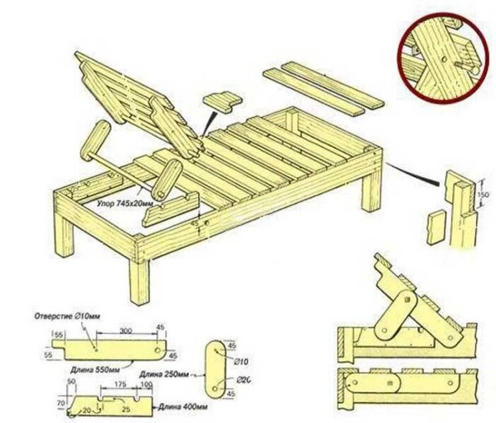 Как недорого сделать шезлонг для дачи своими руками — чертежи с размерами