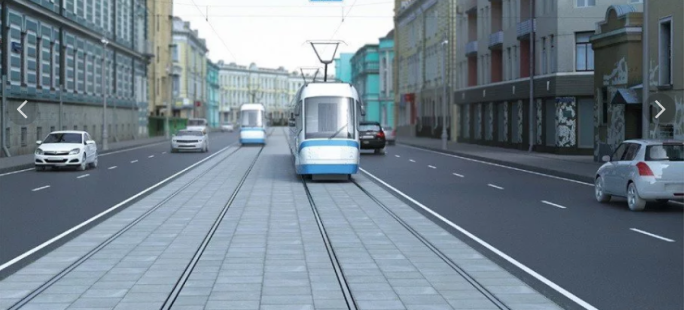 Здесь две проезжих части, разделённых трамвайными путями, но дорога одна