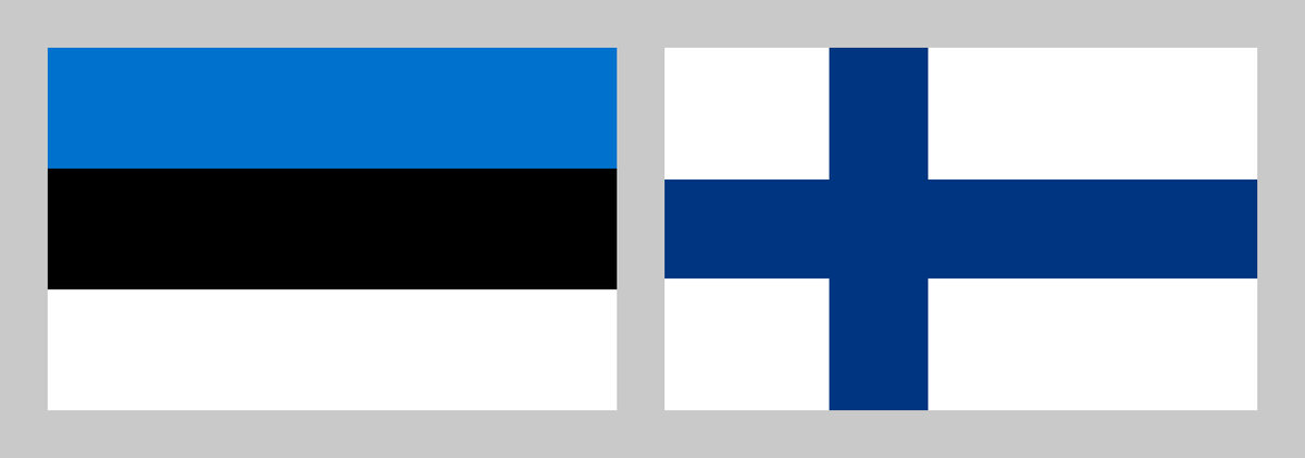 Слева — флаг Эстонии, справа — флаг Финляндии