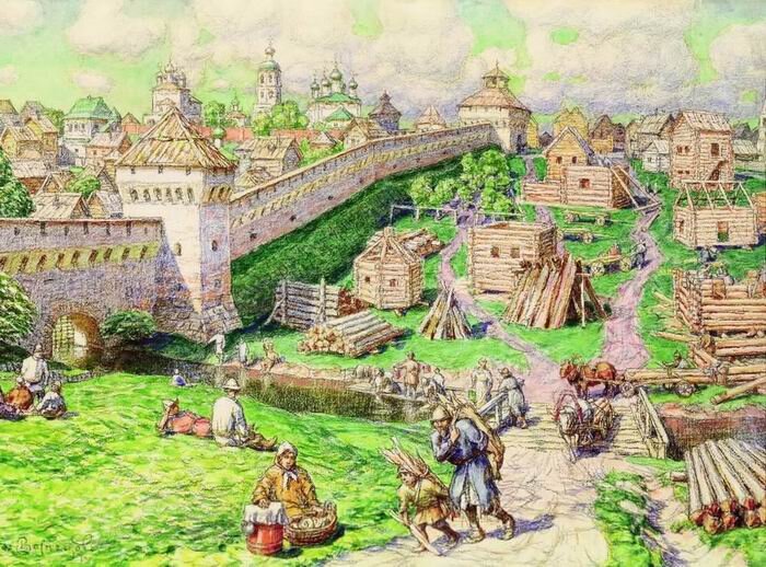 Аполлинарий Васнецов "Лубяной торг на Трубе в XVII веке", 1921 год