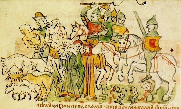 Захват половецкими отрядами полона в окрестностях Киева и угон людей и скота в половецкие степи