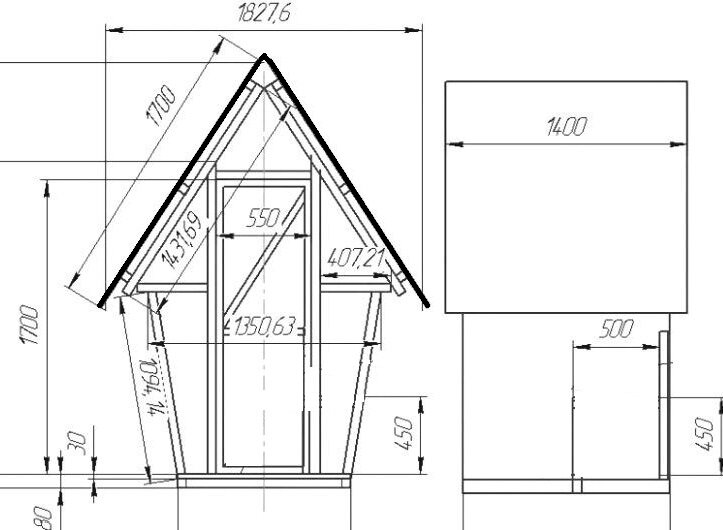 Треугольный туалет на даче своими руками чертежи размеры